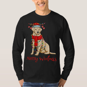 Christmas Cute Yellow Lab Dog Holiday Lights Merry T-Shirt