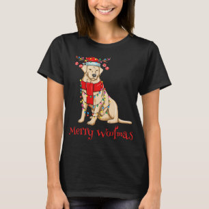 Christmas Cute Yellow Lab Dog Holiday Lights Merry T-Shirt