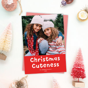 Christmas Cuteness Cute Funny Red Holiday Photo Card