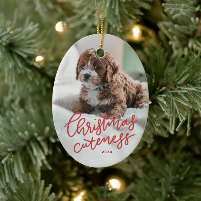 Christmas cuteness red handlettered pet ceramic tree decoration (Tree)