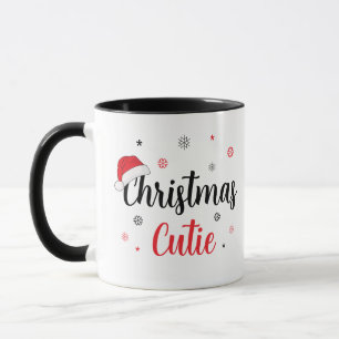 Christmas Cutie Santa Hat Modern Script Mug