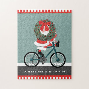 Christmas Cycling Biking Holiday Gift Jigsaw Puzzle