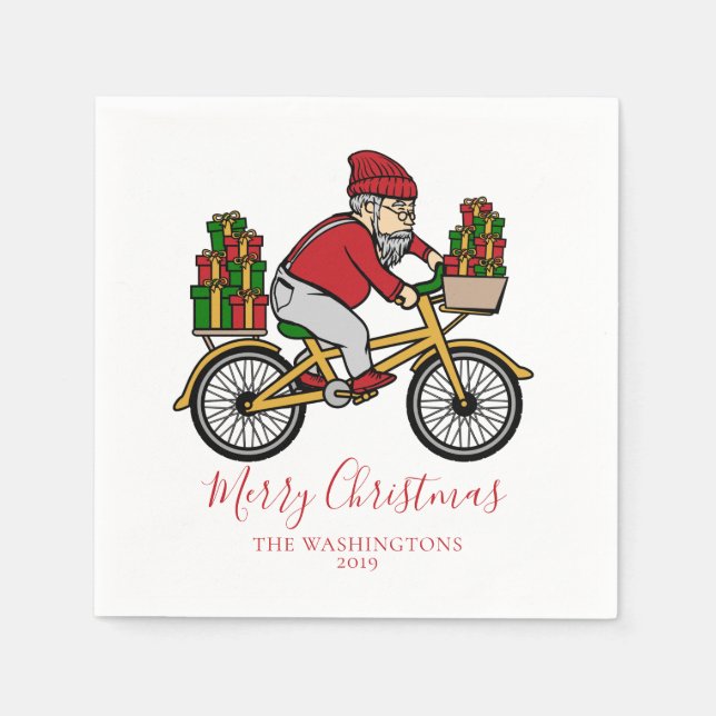 Christmas Cyclist  Napkin (Front)