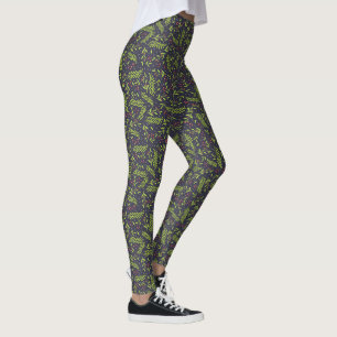 Christmas Cypress Snowflakes Berries Red Flowers Leggings