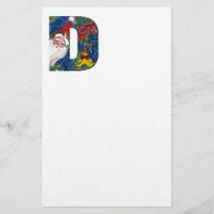 CHRISTMAS D LETTER / SANTA CLAUS WITH RED RIBBON STATIONERY