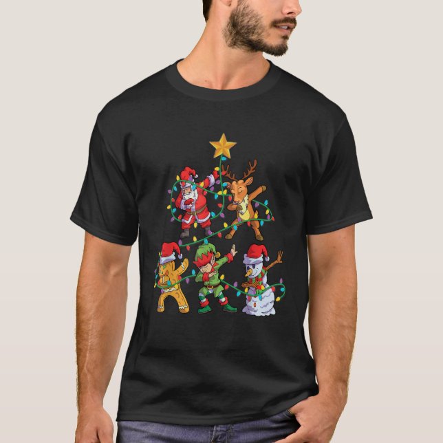 Christmas Dab Santa Reindeer Elf Friends Matching  T-Shirt (Front)