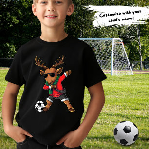 Christmas Dabbing Deer Soccer Ball & Child's Name T-Shirt