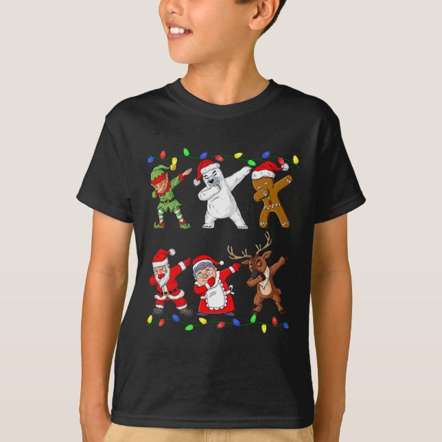 Christmas Dabbing Elf And Friends Boys Kids Dab Xm T-Shirt (Front)