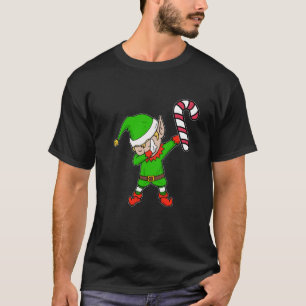 Christmas Dabbing Elf Candy Cane Santa Hat Dance G T-Shirt
