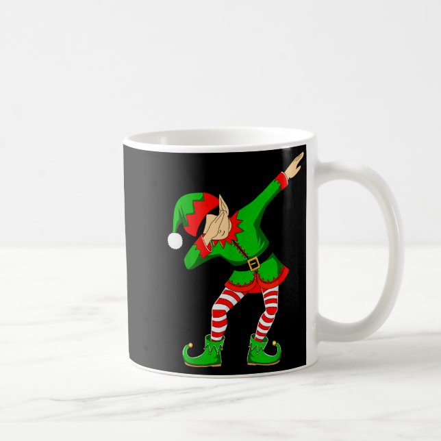 Christmas Dabbing Elf Santa Hat Boys Girls Kids Xm Coffee Mug (Right)