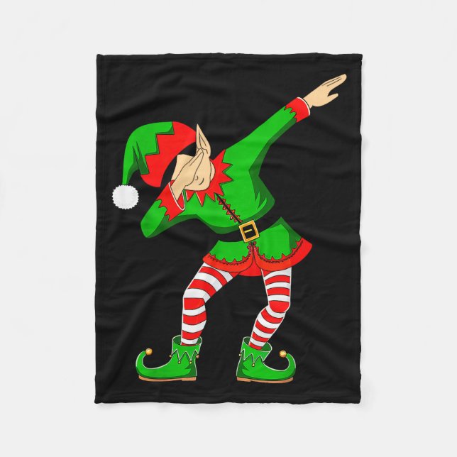 Christmas Dabbing Elf Santa Hat Boys Girls Kids Xm Fleece Blanket (Front)