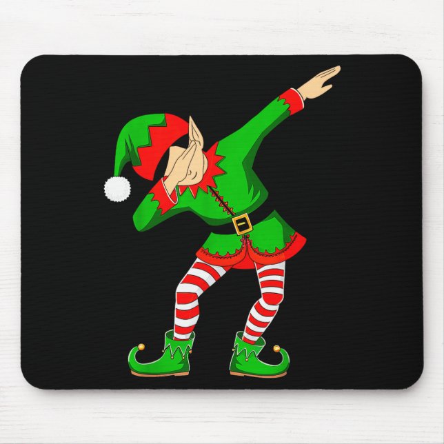 Christmas Dabbing Elf Santa Hat Boys Girls Kids Xm Mouse Mat (Front)