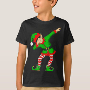 Christmas Dabbing Elf Santa Hat Boys Girls Kids Xm T-Shirt