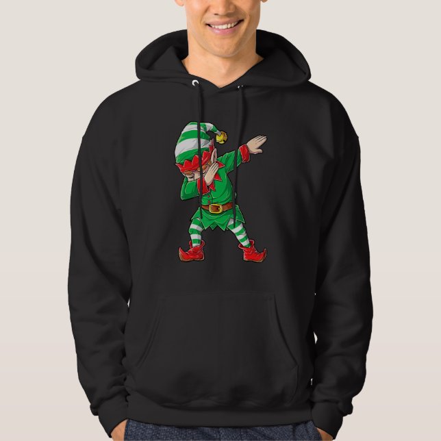 Christmas Dabbing Elf Squad Boys Men Xmas Family M Hoodie (Front)