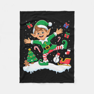 Christmas Dabbing Elf Tree Lights Boys Kids Dab Xm Fleece Blanket