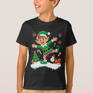 Christmas Dabbing Elf Tree Lights Boys Kids Dab Xm T-Shirt