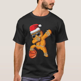 Christmas Dabbing Gingerbread Man Dab Cool Basketb T-Shirt