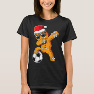 Christmas Dabbing Gingerbread Man Dab Soccer Footb T-Shirt