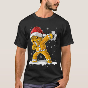 Christmas Dabbing Gingerbread Santa Hat Soccer T-Shirt