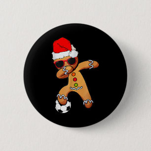 Christmas Dabbing Gingerbread Soccer Funny Xmas Me 6 Cm Round Badge