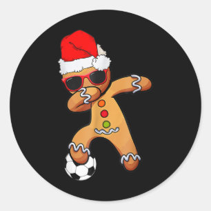Christmas Dabbing Gingerbread Soccer Funny Xmas Me Classic Round Sticker