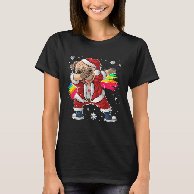 Christmas Dabbing Pug  Christmas Pjs & Costume Ide T-Shirt (Front)
