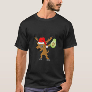Christmas Dabbing Reindeer Santa Claus Avocado Gua T-Shirt