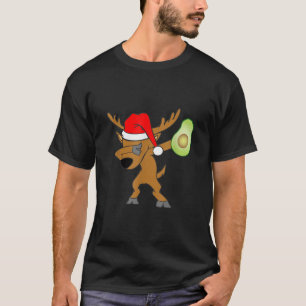 Christmas Dabbing Reindeer Santa Claus Avocado Gua T-Shirt