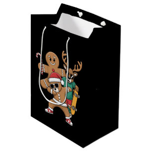Christmas Dabbing Santa Bear Skate Reindeer Xmas  Medium Gift Bag