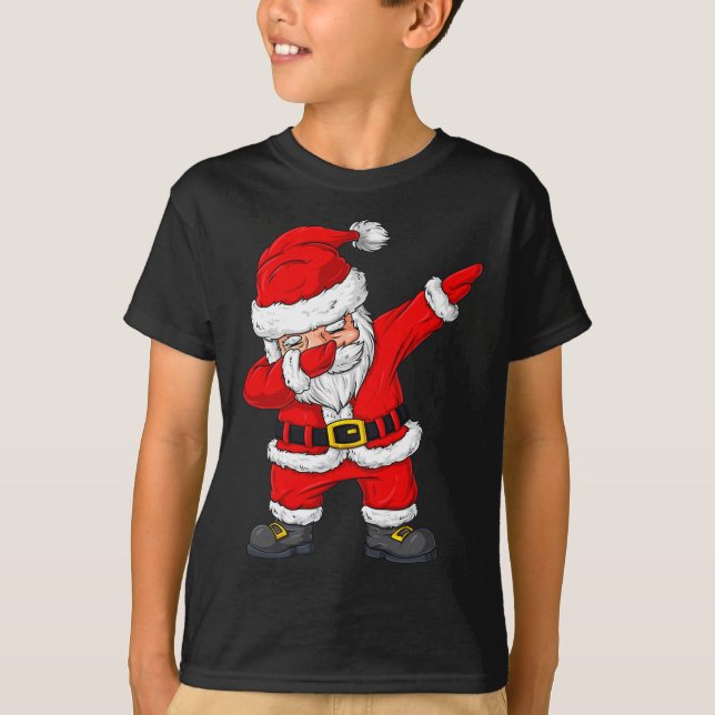 Christmas Dabbing Santa Claus Boys Girls Kids Xmas T-Shirt (Front)