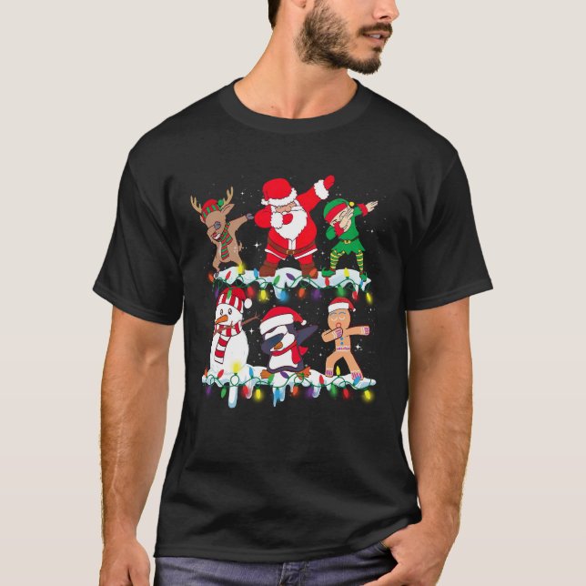 Christmas Dabbing Santa Elf And Friends Boys Kids  T-Shirt (Front)