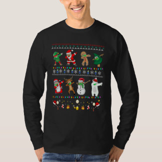 Christmas Dabbing Santa Elf And Friends Mask Boys T-Shirt