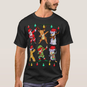 Christmas Dabbing Santa Elf Deer Friends Xmas T-Shirt