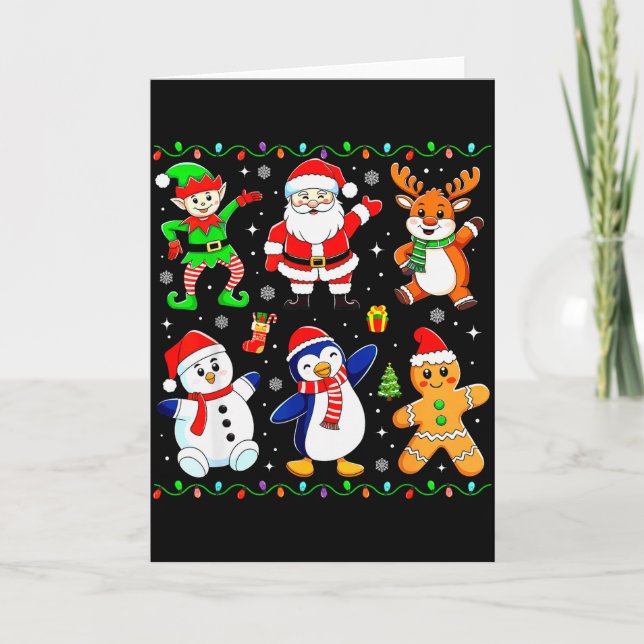 Christmas Dabbing Santa Elf Friends Boys Girls Men Card (Front)
