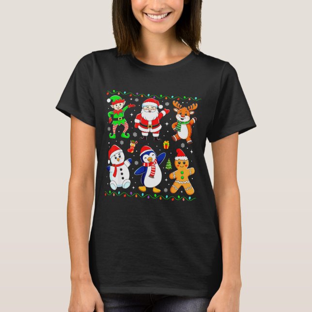 Christmas Dabbing Santa Elf Friends Boys Girls Men T-Shirt (Front)