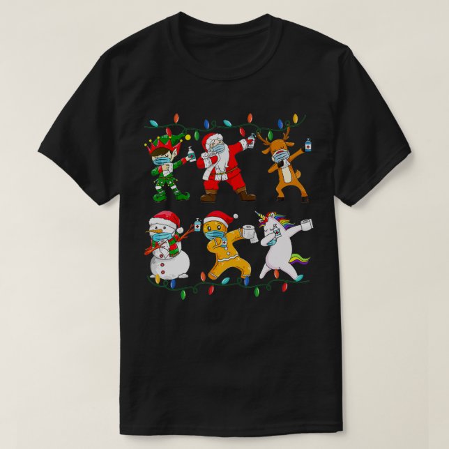 Christmas Dabbing Santa Elf Friends Face Mask Boys T-Shirt (Design Front)