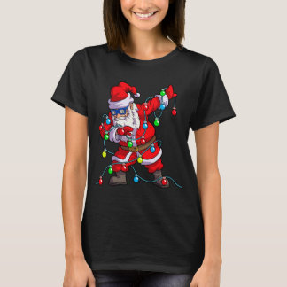 Christmas Dabbing Santa Tree Lights T-Shirt