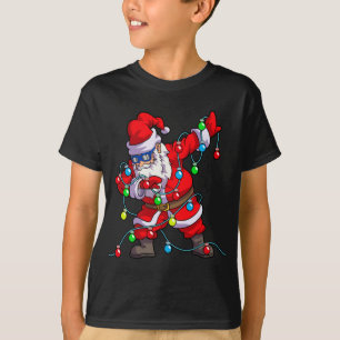 Christmas Dabbing Santa Tree Lights T-Shirt