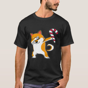 Christmas Dabbing Shiba Inu Puppy Dog Candy Cane D T-Shirt