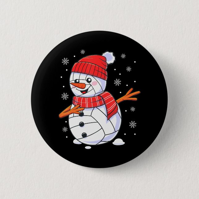 Christmas Dabbing Snowman Volleyball Xmas Dab 6 Cm Round Badge (Front)