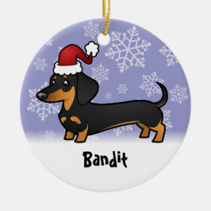 Christmas Dachshund (add your pets name) Ceramic Tree Decoration