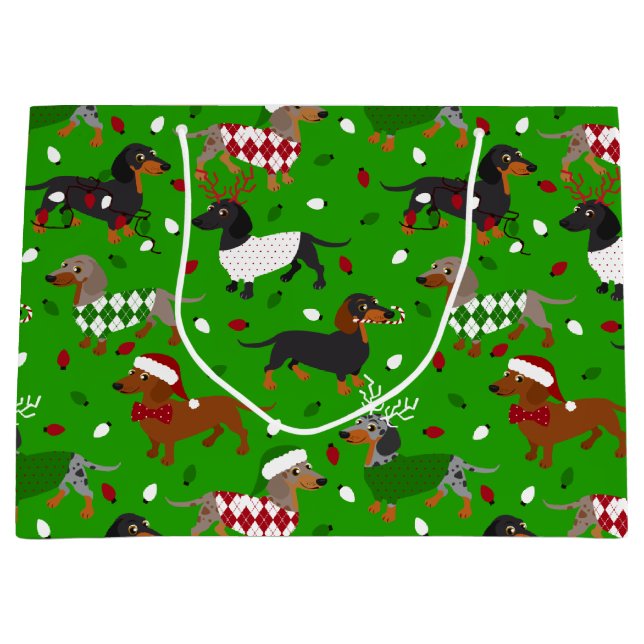 Christmas Dachshund All Coats Large Gift Bag (Front)