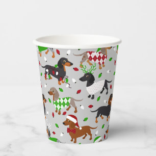 Christmas Dachshund All Coats Paper Cups