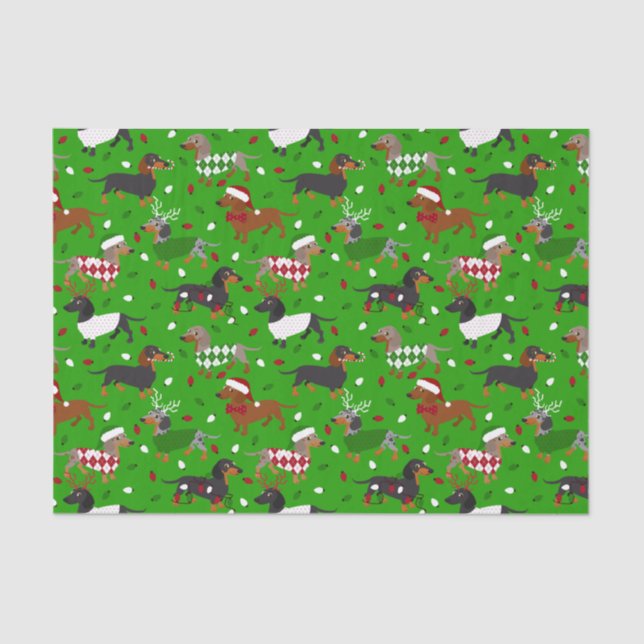 Christmas Dachshund All Coats Tissue Paper (Front)