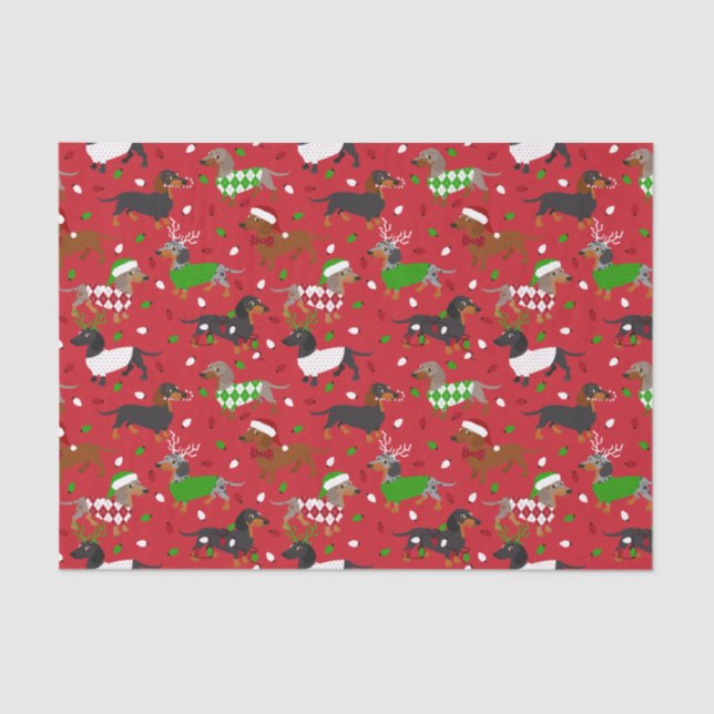 Christmas Dachshund All Coats Tissue Paper (Front)