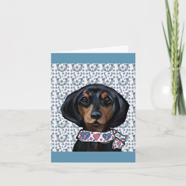 Christmas Dachshund Art     Card (Front)