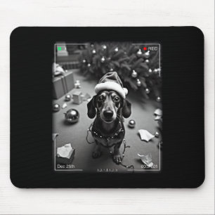 Christmas Dachshund Caught On Camera Mouse Mat