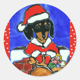 Christmas Dachshund Classic Round Sticker