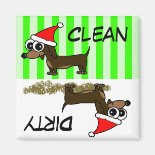 Christmas Dachshund Clean Dirty Dishwasher Magnet