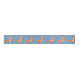 Christmas Dachshund Dog Blue Grosgrain Ribbon